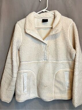 32 Degrees Cream Sherpa Snap Pullover Jacket